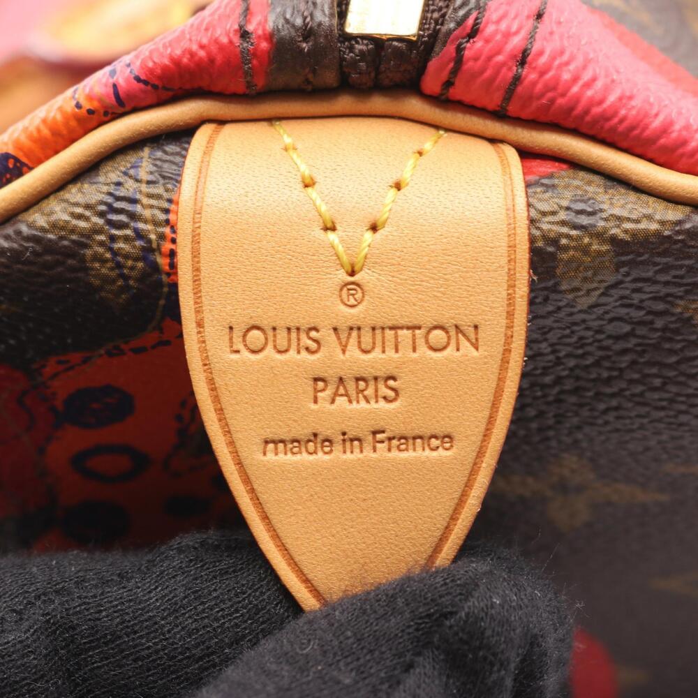 Louis Vuitton Speedy Handbag Canvas Leather Monogram Ramage Brown Red Orange - Picture 3 of 8